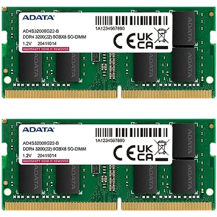 ADATA SO-DIMM 16 GB DDR4-3200 Dual-Kit (2x 8 GB), Arbeitsspeicher für Laptop, 260-pin SO-DIMM, CAS Latenz 22 – Bild 1