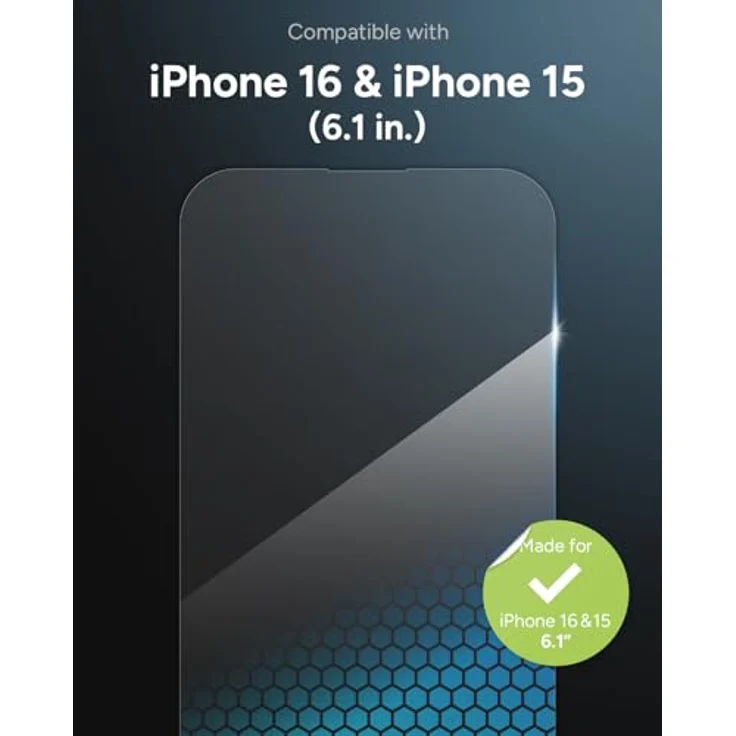 ZAGG InvisibleShield Glass XTR4, Displayschutz aus gehärtetem Glas für iPhone 16 und iPhone 15 [6.1-Inch], Hüllentauglich, Blaulichtfilter, einfache Installation, Graphen verstärkt, stoßfest, Schwarz – Bild 2