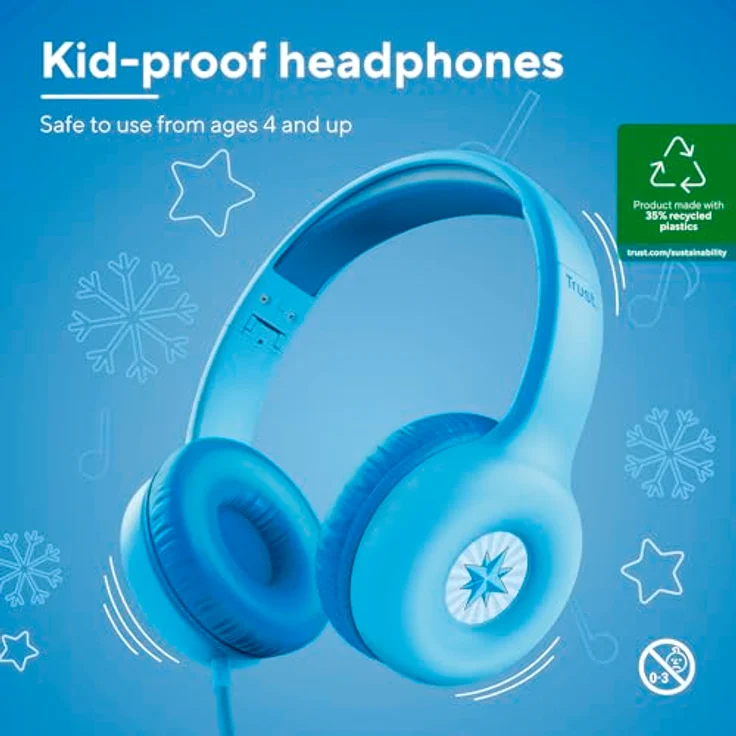 Trust Nouna Kinder Kopfhörer mit Kabel, Lautstärkenbegrenzer (85dB), Blau – Bild 2
