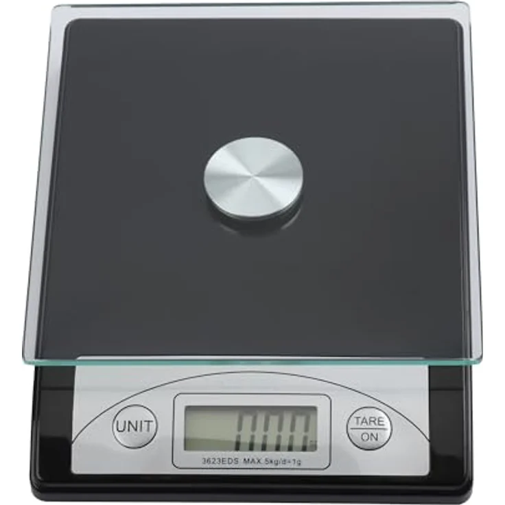 Genie 3623 EDS Digitale Briefwaage (von 1 g bis 5000 g, aus robustem Kunststoff inkl. Glasteller, LCD Anzeige) schwarz – Bild 3