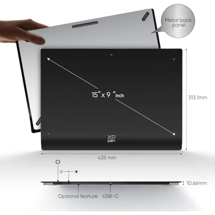 XP-Pen Deco Pro XLW (2nd Gen) + RC Grafiktablet, 17.5 Zoll, Bluetooth 5.0, X3 Pro Smart Chip-Stift, Schwarz/Grau – Bild 3