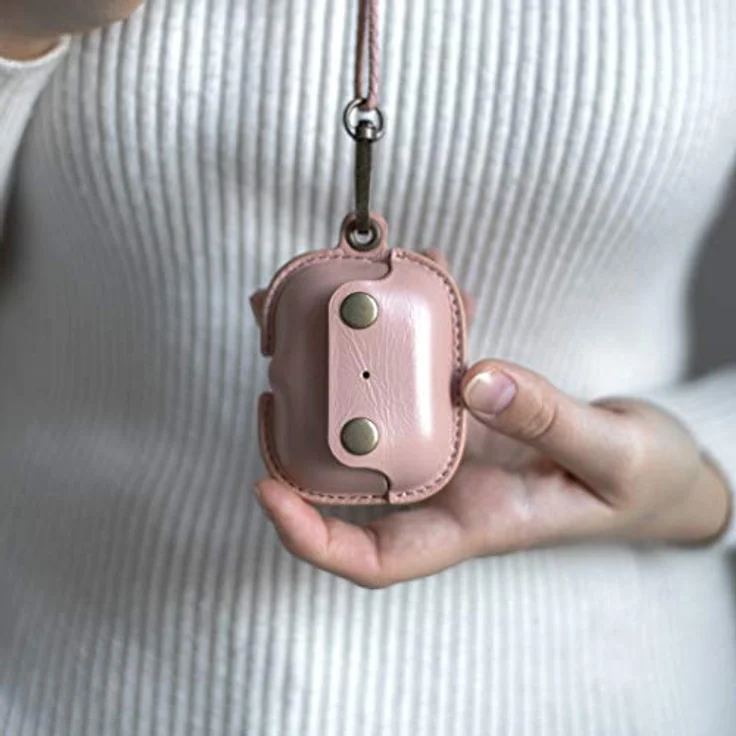 Woodcessories - AirPods Pro Leder Hülle mit Halskette, AirCase (Rose Nude) – Bild 5