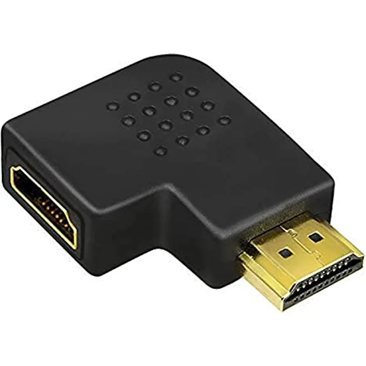 LogiLink AH0008 HDMI High Speed Adapter, 90° flach gewinkelt, vergoldete Kontakte, Stecker auf Buchse, schwarz