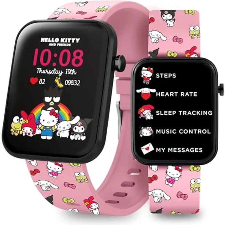SANRIO Hello Kitty Smartwatch, Rosa Unisize mit vielfältigen Funktionen