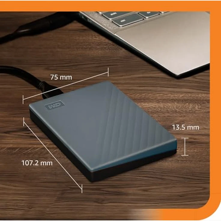 WD My Passport 2TB portable HDD Gray (2 TB), Externe Festplatte, Grau – Bild 3
