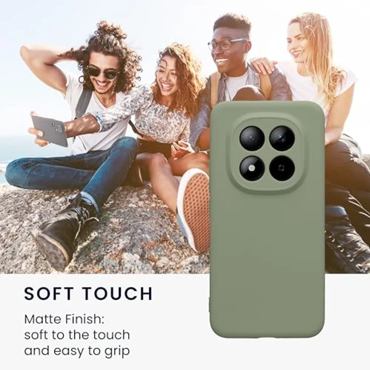 kwmobile Handyhülle für Xiaomi Redmi Note 15 Pro+ 5G / Poco M8 Pro 5G, elastisches TPU Silikon Case in Graugrün, reißfest und rutschfest mit präzisen Kameralöchern – Bild 4