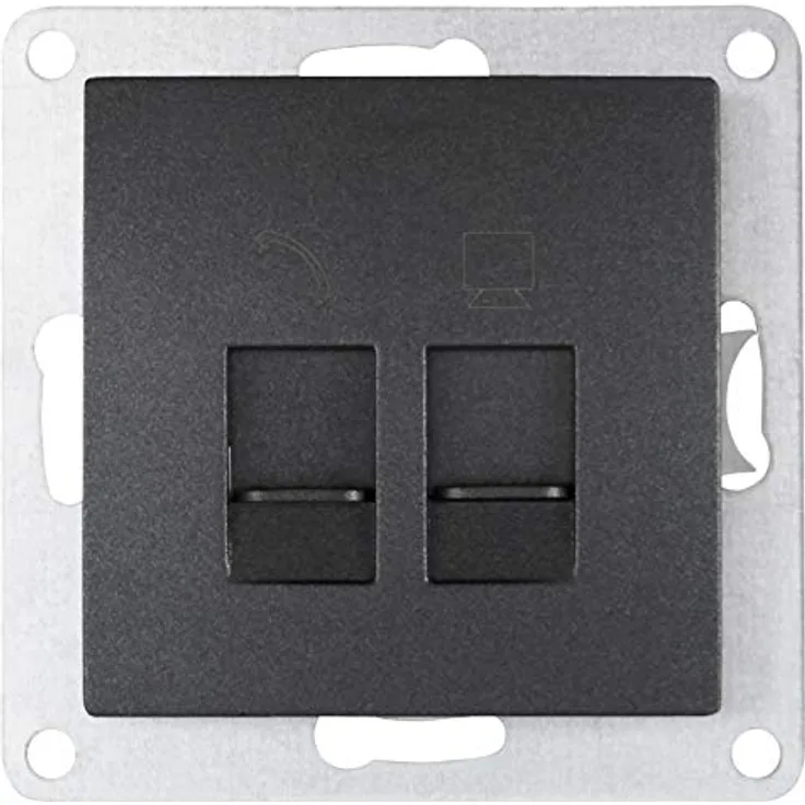RJ45 + RJ11 Dose McPower ''Flair'' für ISDN, Cat, UP, anthrazit