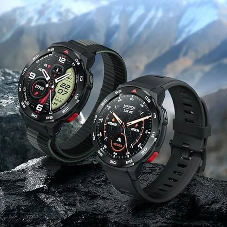 Mibro Smart Watch GS Pro (Schwarz) - 1,4 Zoll Amoled Display, Bluetooth Anrufe, 20 Tage Akkulaufzeit, 5ATM wasserdicht, GPS-Positionierung, 105 Sportmodi, Herzfrequenzüberwachung, Sportlicher Stil – Bild 3
