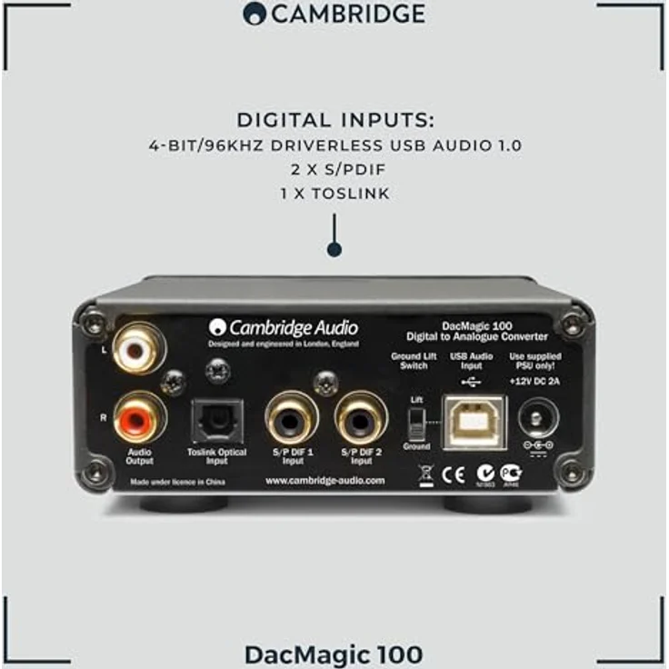 Cambridge Audio DacMagic 100 – Digital-Analog-Wandler mit USB-Audio, unterstützt bis zu 24 bit/192 kHz – Bild 5
