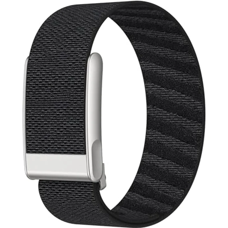 Wigento Smartwatch-Armband Nylon für Whoop 5.0, elastisch und verstellbar, schwarz, Zinklegierung – Bild 3