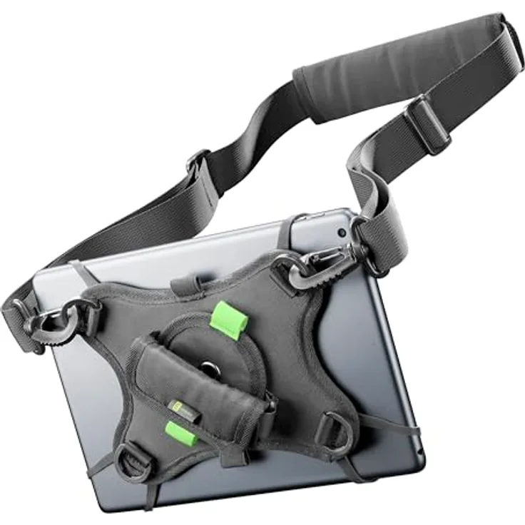 Cellularline - Handle Case - 360° drehbare Tablethülle mit Silikongummi, Tragegriff, verstellbarem Schultergurt und Stifthalter - Für Tablet-Displays bis 10,5" - Schwarz