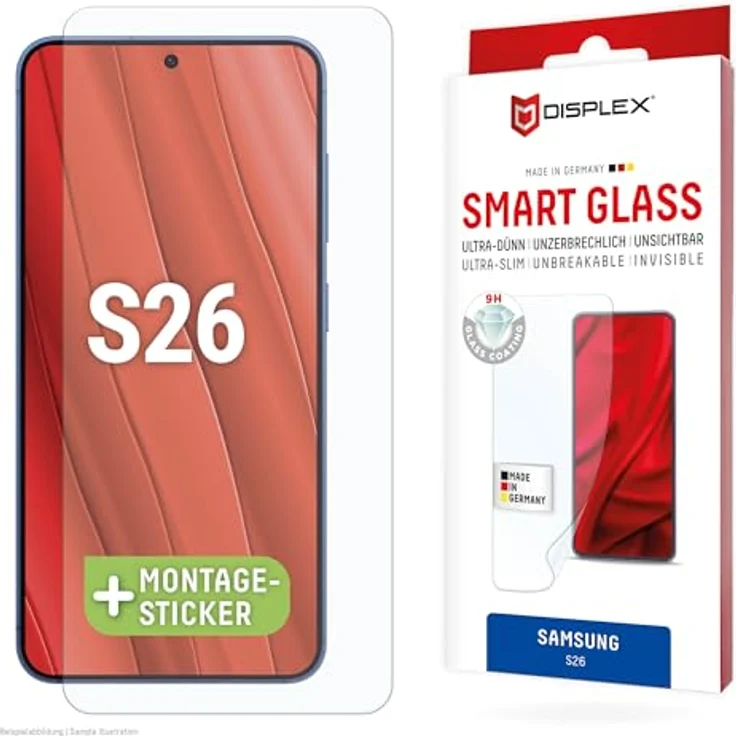 Displex Smart Glass (9H) für Samsung Galaxy S26, unzerbrechlich, ultra-dünn, blasenfreie Applikation, Anti-Fingerprint-Coating – Bild 1