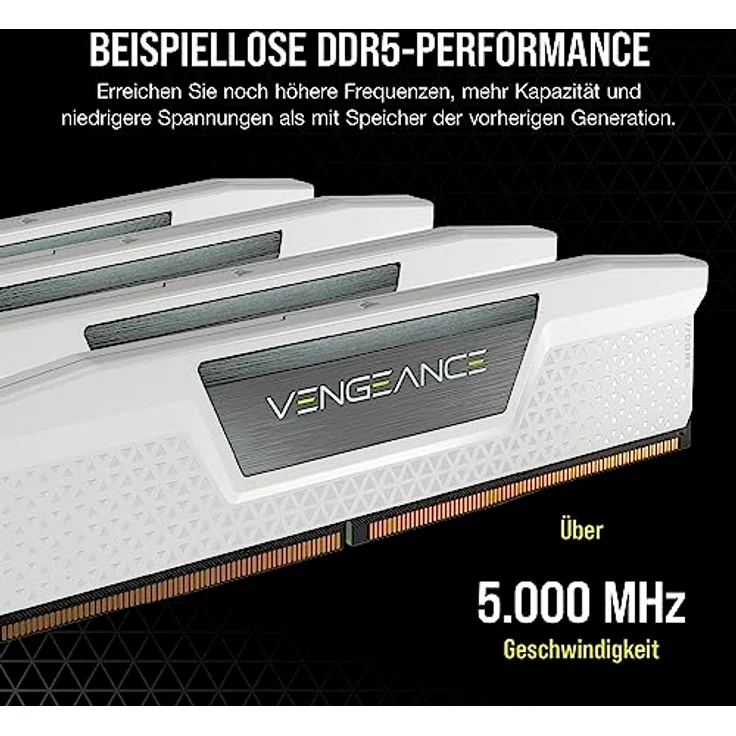 Corsair VENGEANCE DDR5 RAM 64GB (2x32GB) 5600MHz CL40 Intel XMP iCUE Kompatibel Computer Speicher - Weiß (CMK64GX5M2B5600C40W) – Bild 3