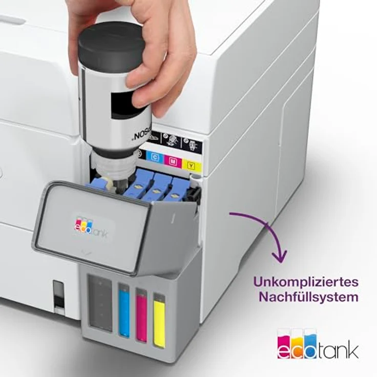 EPSON EcoTank ET-4956, Nachfüllbarer 4-in-1 Tintentankdrucker mit Duplex, WiFi, Apple AirPrint und 6,1 cm Touchscreen, weiß – Bild 11