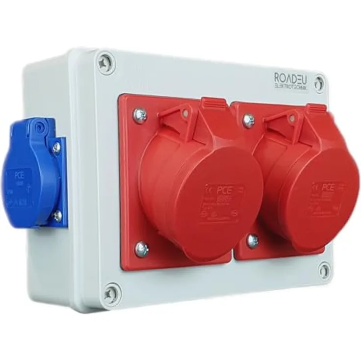RoadEu Steckdosenverteiler - 2x CEE 16A & 2x Schuko 230V, IP44, Europäische Komponenten