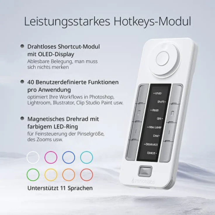 Xencelabs Medium Bundle SE, Grafiktablett mit 8192 Druckstufen, nebelweiss, aktive Fläche 26,2 x 14,7 cm, inklusive zwei Stiften und Shortcut-Fernbedienung – Bild 4