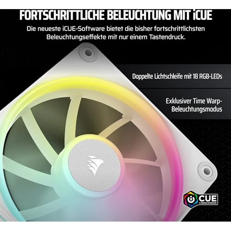 Corsair iCUE LINK LX120 RGB 120mm PWM-Lüfter Dreierpack – Dual Light Loops – Inklusive iCUE LINK System Hub – AirGuide Technologie – Weiß – Bild 3