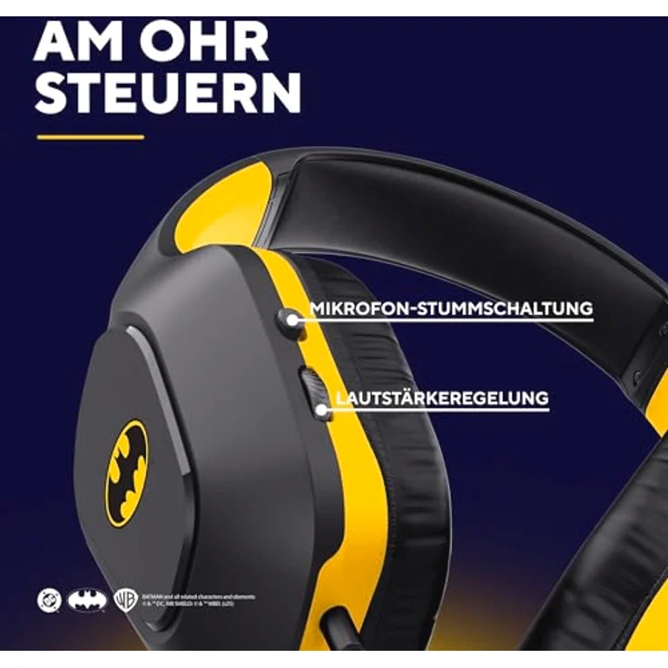 GXTrust Zirox Batman Gaming Headset, Over-Ear mit 50-mm-Treibern und Mikrofon klappbar, 3.5mm, Schwarz – Bild 5