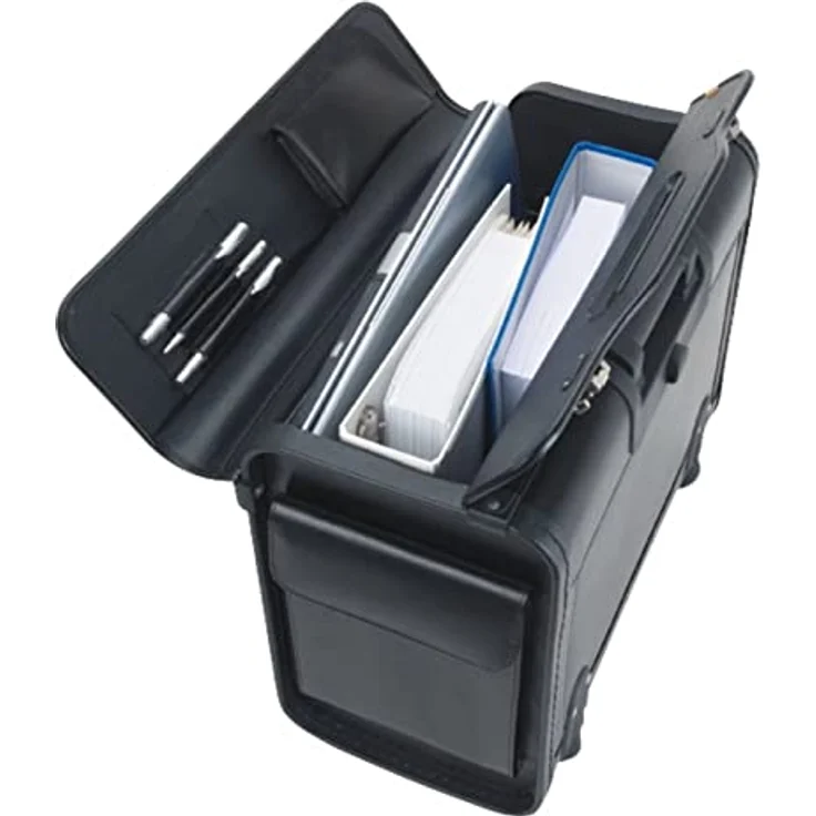 Alassio 92301 - Pilotenkoffer SILVANA, aus Lederimitat, ca. 48 x 39,5 x 23 cm, mit 2 Rollen, schwarz – Bild 2