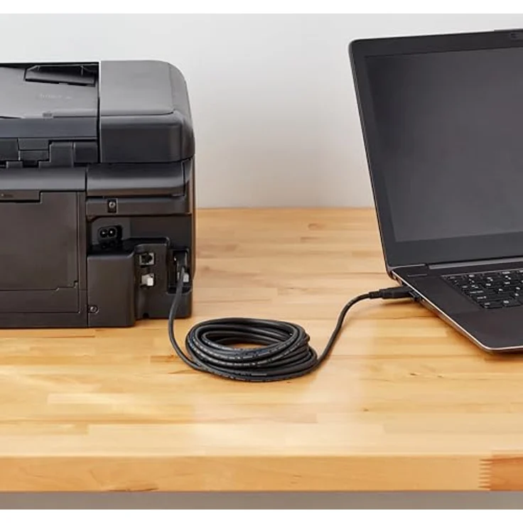 AmazonBasics PC045 USB 2.0-Druckerkabel A-Stecker auf B-Stecker, 4,8 m, Schwarz - Preisvergleich – Bild 6