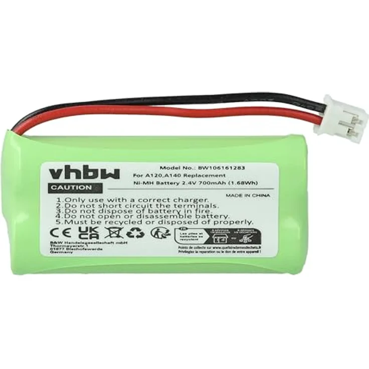 VHBW NiMH Akku 700 mAh (2,4 V), geeignet für Telefon, Festnetz Siemens Gigaset A12, A14, A24, A26, A145, A260, AS140, AL4H, Q063, Uni Versum CL15, SL15 – Bild 4