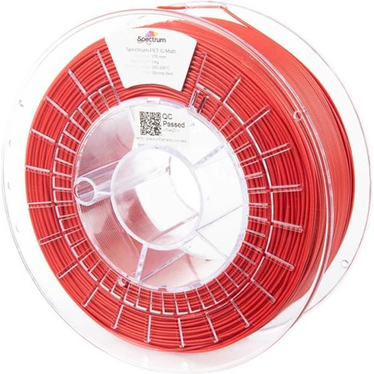 Spectrum PET-G MATT Filament, 1.75mm 1kg Bloody Red, hochwertige matte Oberfläche und hohe Temperaturbeständigkeit für 3D-Druck