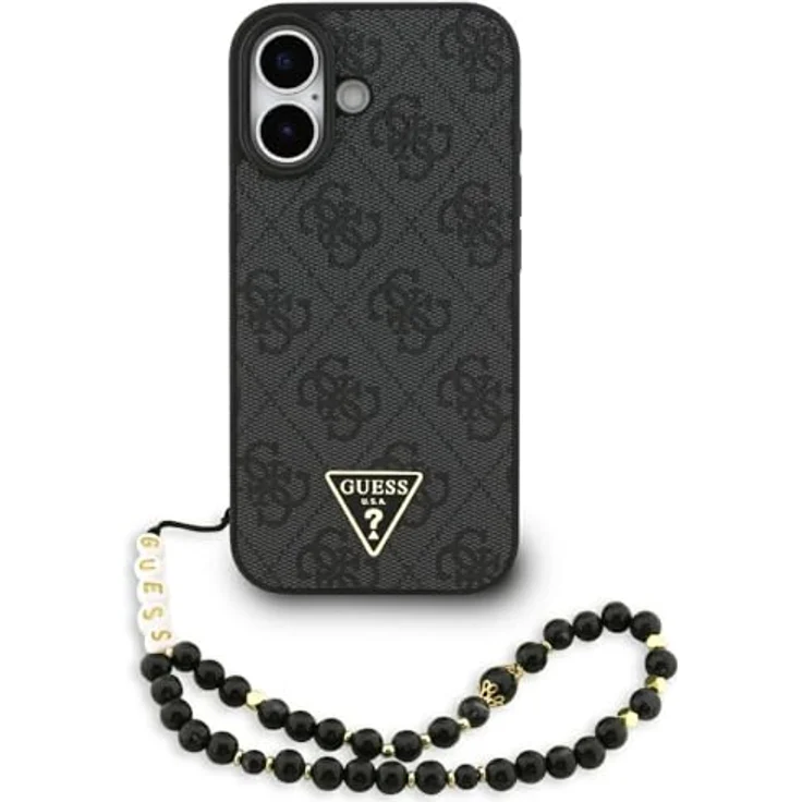 CG MOBILE Guess 4G Riemen mit Dreieck-Logo, kompatibel mit MagSafe Hülle für iPhone 17, aus TPU/PC, Schwarz – Bild 1
