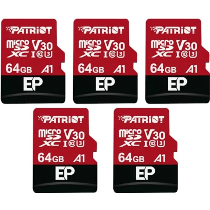 Patriot Memory 64GB A1 / V30 Speicherkarte für Android, 4K-Videoaufzeichnung, 5er Pack – Bild 1