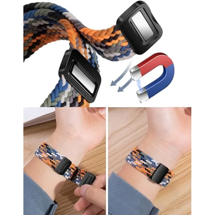GIOPUEY Geflochtenes Nylon Armband für Huawei Watch GT 6/GT 5 41mm, elastisch und atmungsaktiv, unisex, Beige – Bild 5