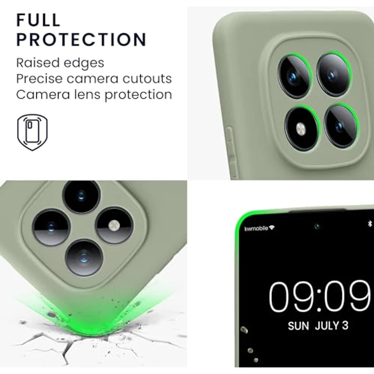 kwmobile Handyhülle kompatibel mit Xiaomi Redmi Note 15 Pro 4G - Silikon Case in Graugrün, flexibel, reißfest und rutschfest – Bild 3