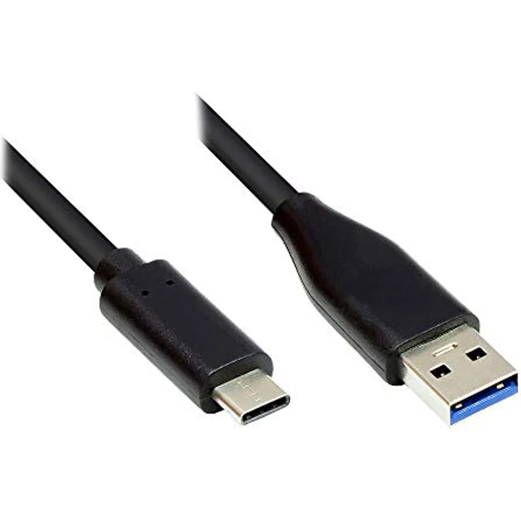 Good Connections USB 3.0 / USB 3.1 Gen. 1 Anschlusskabel - USB-C Stecker an USB 3.0 A Stecker - KUPFERLEITER, Doppelschirmung, 5 Gbps Datenübertragung - schwarz - 1 m