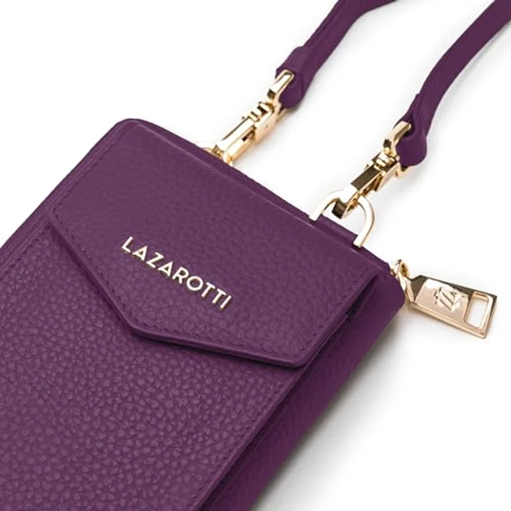 Lazarotti Bologna Leather Handytasche, 100% Leder, 11 cm x 3.5 cm x 19 cm, lila – Bild 3