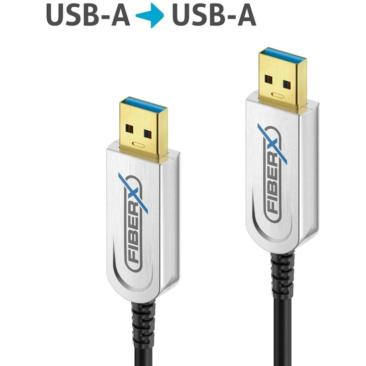 Purelink FiberX USB 3.1 Glasfaser Kabel, USB-A zu USB-A, 30m, 10 Gbit/s, abwärtskompatibel, vergoldete Steckkontakte, abgeschirmt