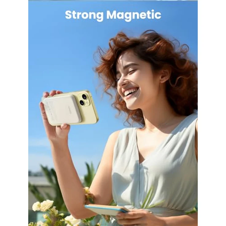 UGREEN Nexode Wireless Powerbank 5000mAh Magnetische Power Bank klein mit USB-C Schnellladefunktion, Kabellose externer Akku MagSafe kompatibel mit iPhone 15 Pro Max/Pro/15/14 Pro Max/13 Pro (Weiß) – Bild 2