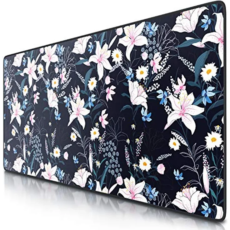 CSL - XXL Mauspad Gaming 900x400 mm - XXL Mousepad groß mit Motiv - Tischunterlage Large Size - verbessert Präzision und Geschwindigkeit - auch für Roccat Razer Logitech Maus und Tastatur - Flowers