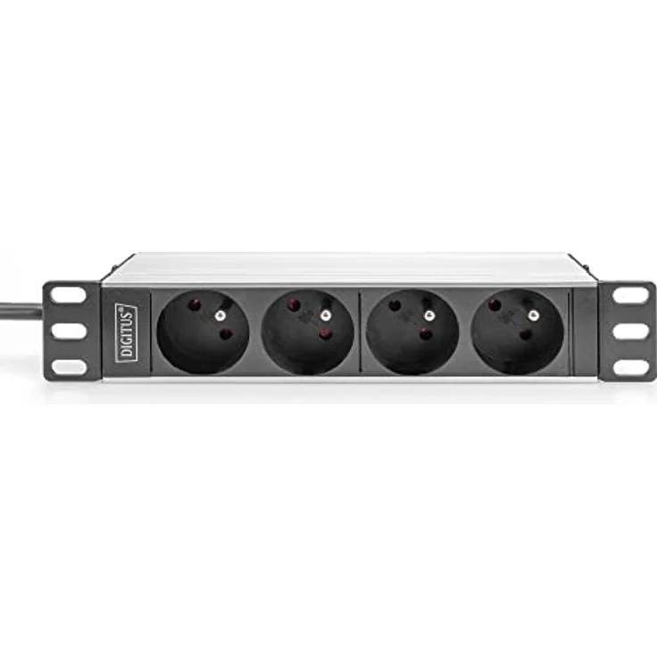 DIGITUS 1U-Aluminium-PDU, 254 mm (10") Rack-Montage, 4X CEE 7/5 Steckdose, 16A, 4000W, 250VAC 50/60Hz – Bild 2