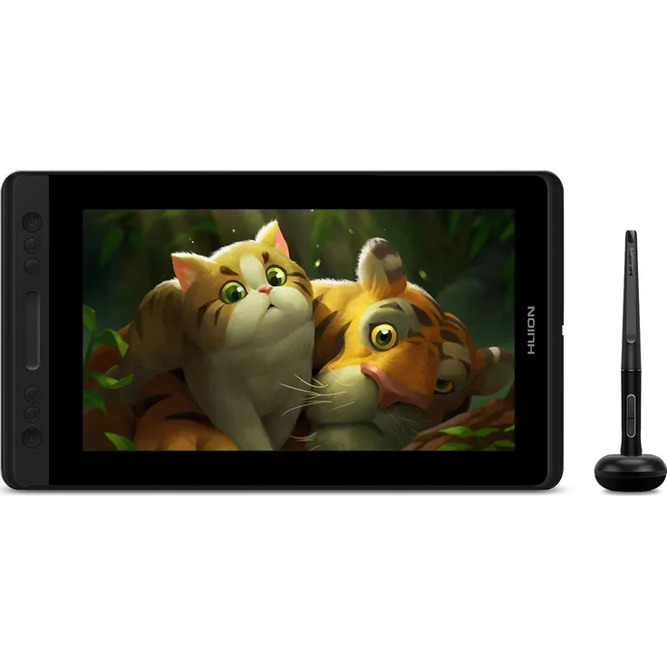 HUION Kamvas Pro 13 Grafiktablett mit Display, 13,3 Zoll HD Pen Batterieloser Stift PW507, 4 Drucktasten+1 Touch-Leiste, Schwarz