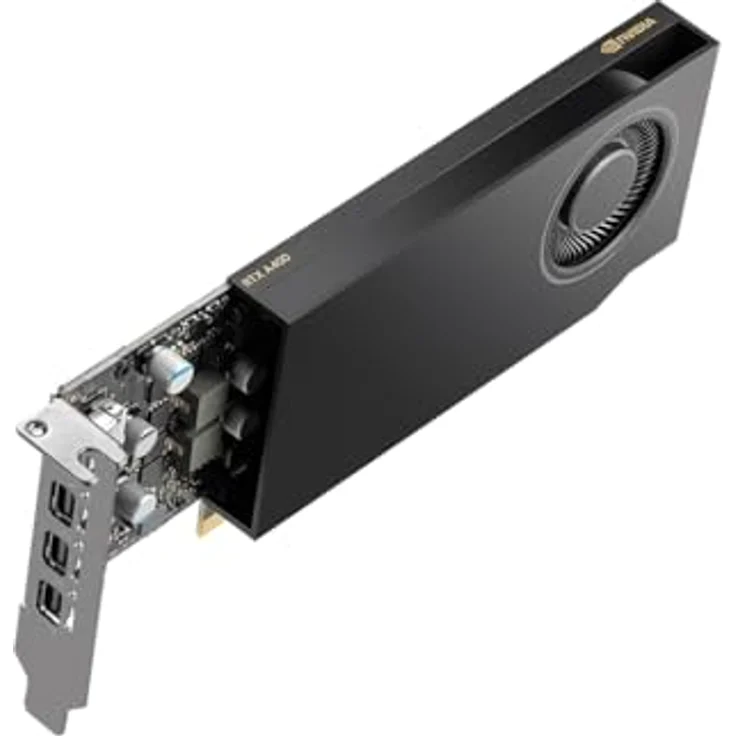 PNY RTX A400 OEM Grafikkarte PCI-Express 4.096 MB, Nvidia Ampere-Architektur, 4 GB GDDR6 Speicher, Mini-DisplayPort-1.4a, Low-Profile, schwarz – Bild 2