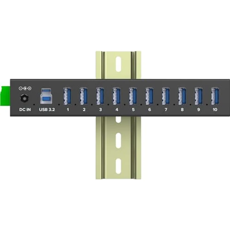 InLine USB 3.2 Gen.1 Industrie-Hub 10 Ports, Aluminiumgehäuse, DIN-Schienen-Montage, aktiver USB-Hub mit Netzteil, 5Gb/s, 35396C – Bild 5