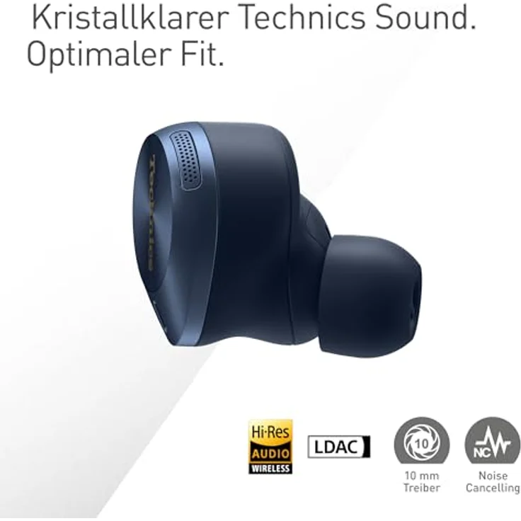 Technics EAH-AZ80E-A, In-Ear Kopfhörer mit 10-mm-Treibern, Geräuschunterdrückung, Touch-Steuerung und hoher Akkulaufzeit, schwarz – Bild 4