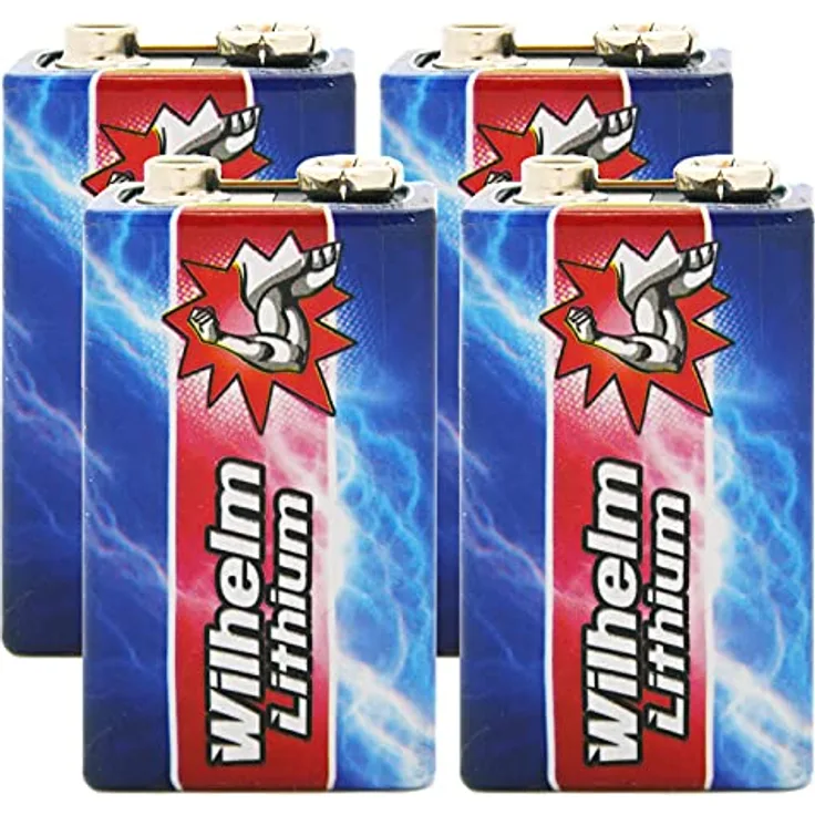 2 x Wilhelm Lithium 9V Block Batterie Rauchmelder 6LR61 9 Volt Batterien