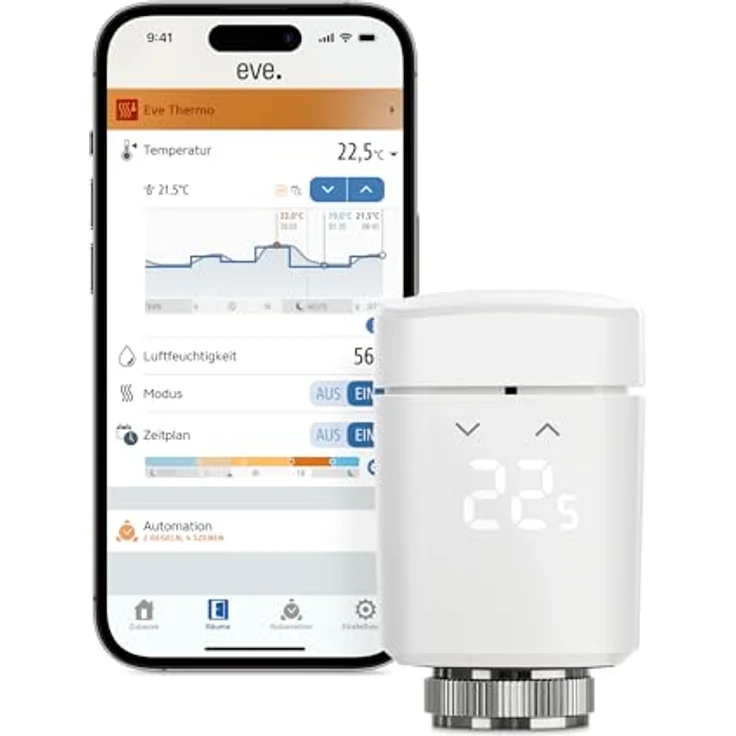 Eve Thermo (Matter): Smartes Heizkörperthermostat, LED-Display, Heizkosten sparen, Made in Germany, 4. Gen – Bild 1