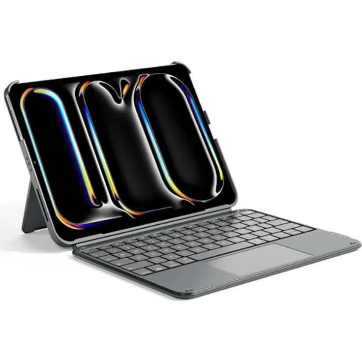 Inateck Hülle mit Tastatur, ACE Touch Ultraleichte Tastatur Nur für iPad Pro 11 2024 M4, Abnehmbar, mit Touchpad, Hoch-/Querformat Ständer, QWERTZ, KB04122, Ultraleicht & schlank, Magnetisches abnehmbares Design, Kompatibel mit iPad OS – Bild 1