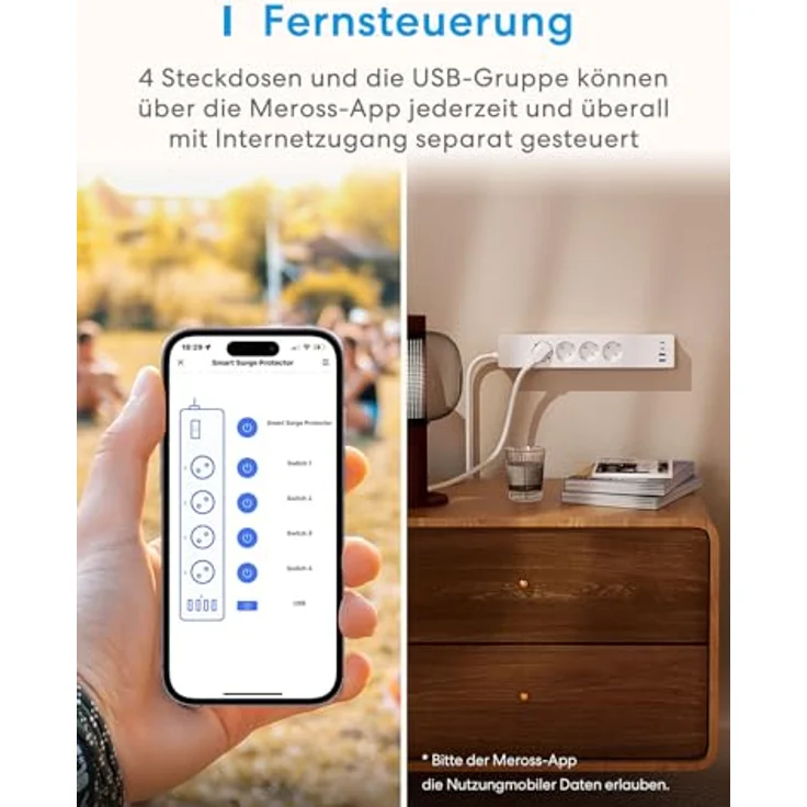 Meross Matter Steckdosenleiste GaN USB C Ladegerät 30W, Smart Mehrfachsteckdose mit WLAN, Alexa, Apple HomeKit, Google, 16A, individuelle Steuerung – Bild 4