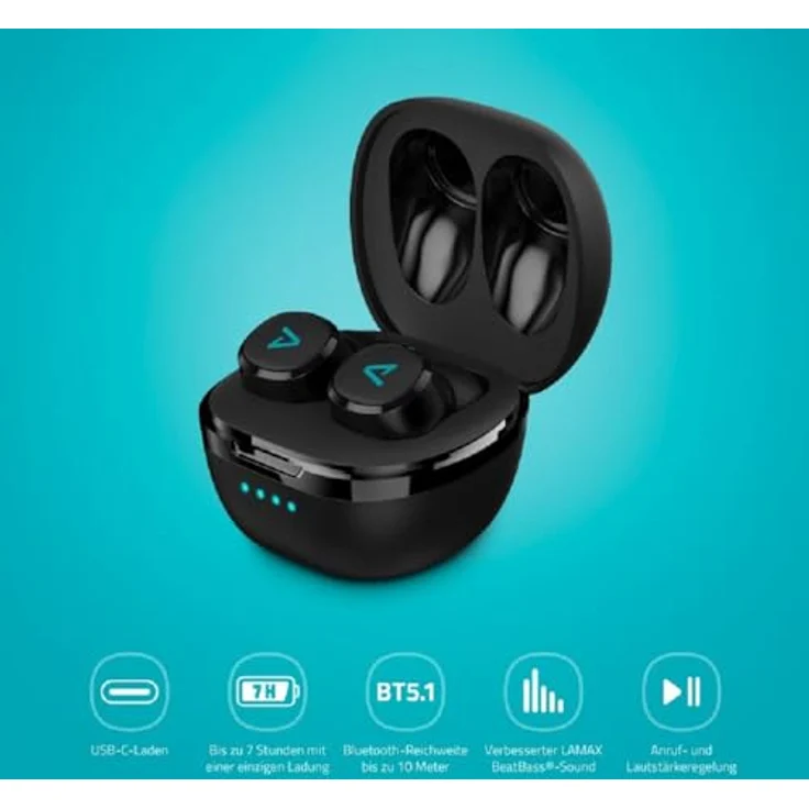 LAMAX LAMAX Dots2 Play Bluetooth-Kopfhörer mit Bluetooth 5.1 und 7 Stunden Wiedergabe, schwarz – Bild 3