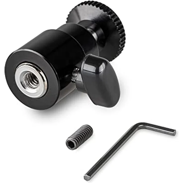 Walimex pro Premium Mini Stativkopf Kugelkopf mit 1/4 Blitzschuhadapter, 360° Drehbar Ball Head mit Hot Shoe Adapter für Kameras, LED Licht, Mikrofone, 1,5 kg Belastbarkeit – Bild 5