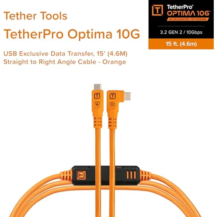 Tether Tools TetherPro USB-C Optima 10G rechts orange 4,6m - High Speed USB-Kabel für schnelle und zuverlässige Datenübertragung – Bild 2