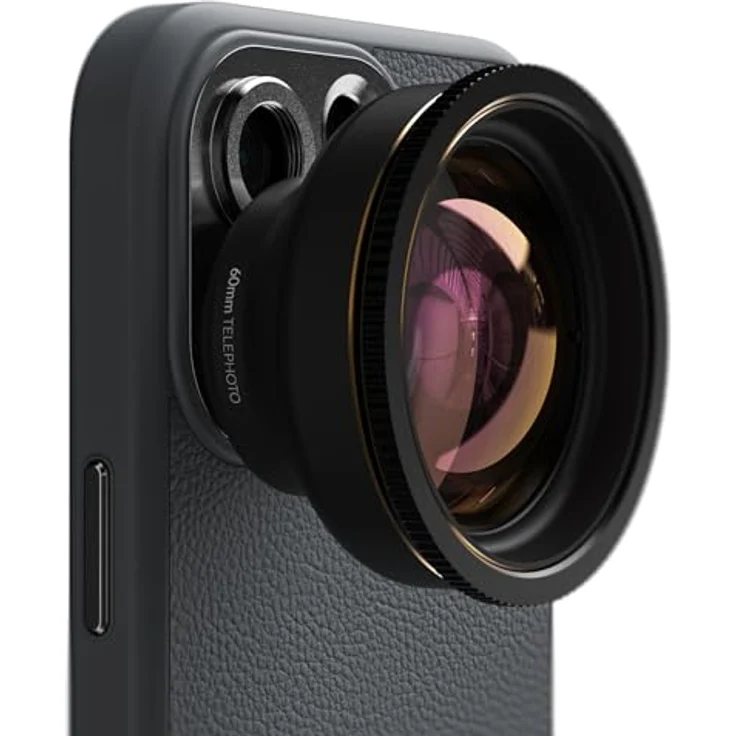 ShiftCam Lensultra 60 mm Telo, Tele-Objektiv mit 5x Zoom, für Universal-Kameras, Schwarz/Gold – Bild 2