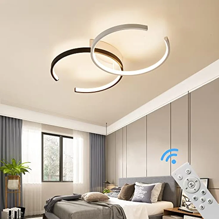 Eurotondisplay LED Deckenleuchte Deckenlampe SX87 mit Fernbedienung dimmbar weiß schwarz lackiert, 55x32cm – Bild 3