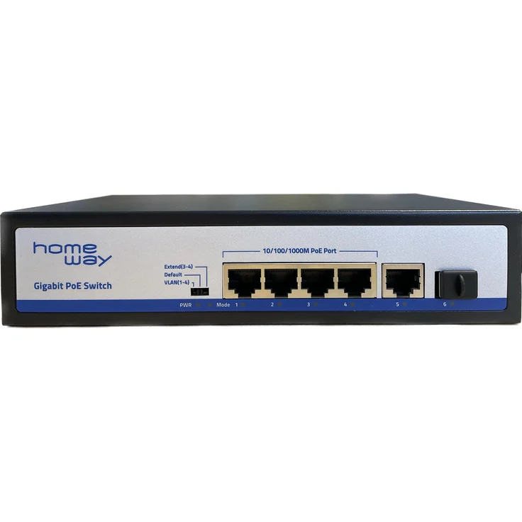 Homeway Gigabit PoE Switch, 4-Port Netzwerk Switch für Wi-Fi 6 ax Access Points, 230V-Netzteil, unterstützt PoE 802.3af/802.3at